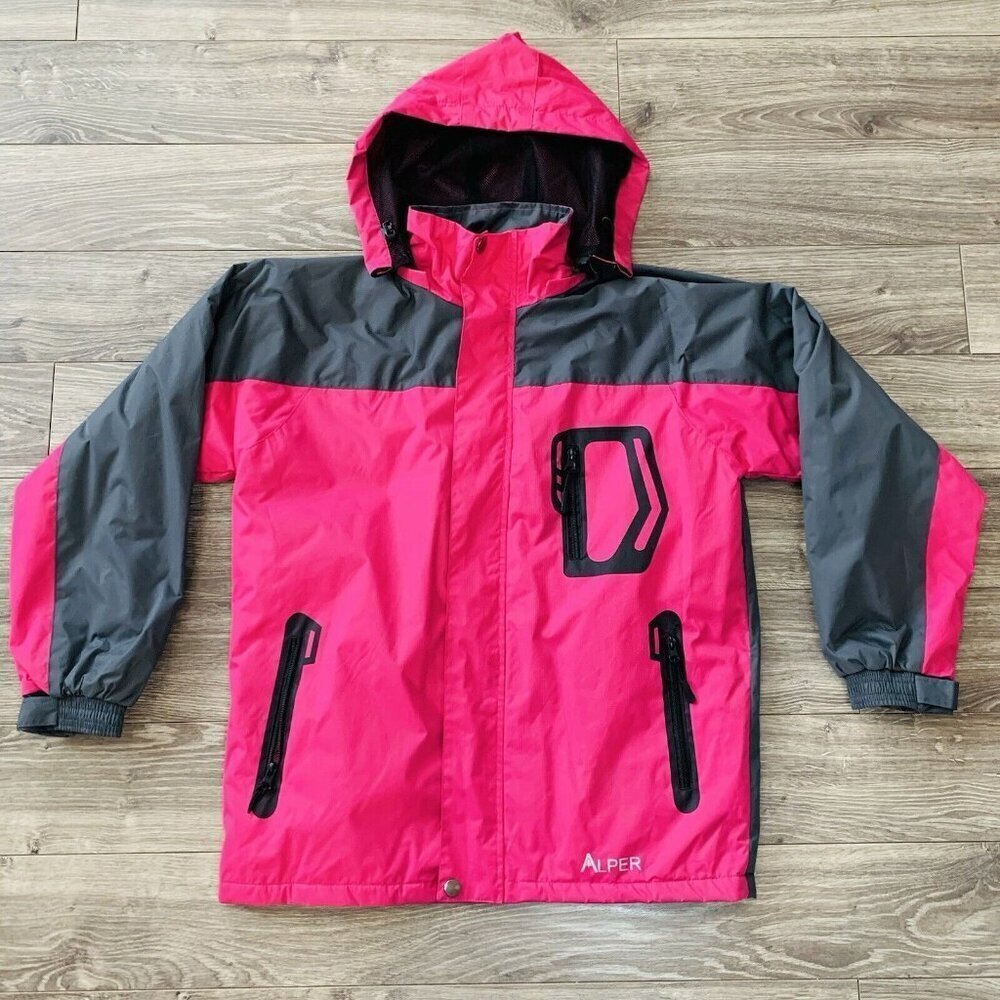 Alper Jacket Womens XS Pink Grey Micro Polar‎ Hooded Outdoor 2 Seasons